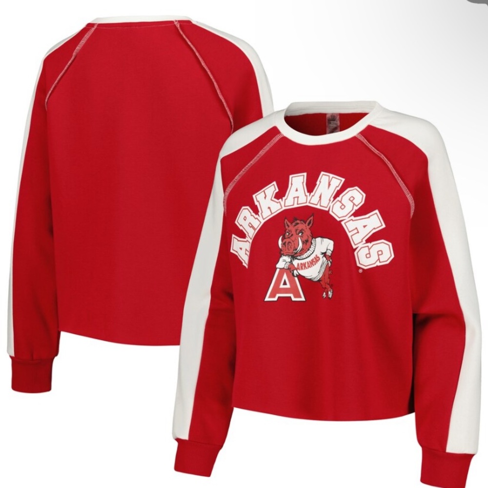 Women's Gameday Couture Arkansas Razorbacks Cropped Pullover Sweatshirt NWT